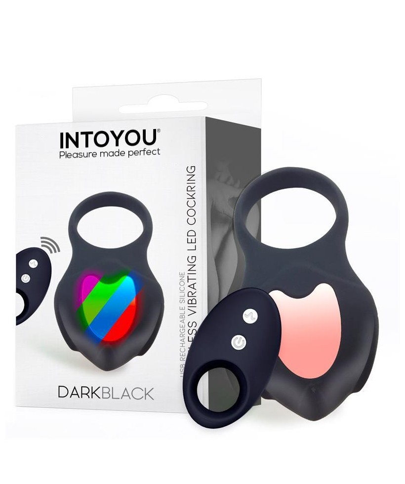 Darkblack Anillo Vibrador con Led Control Remoto USB Silicona