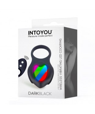 Darkblack Anillo Vibrador con Led Control Remoto USB Silicona