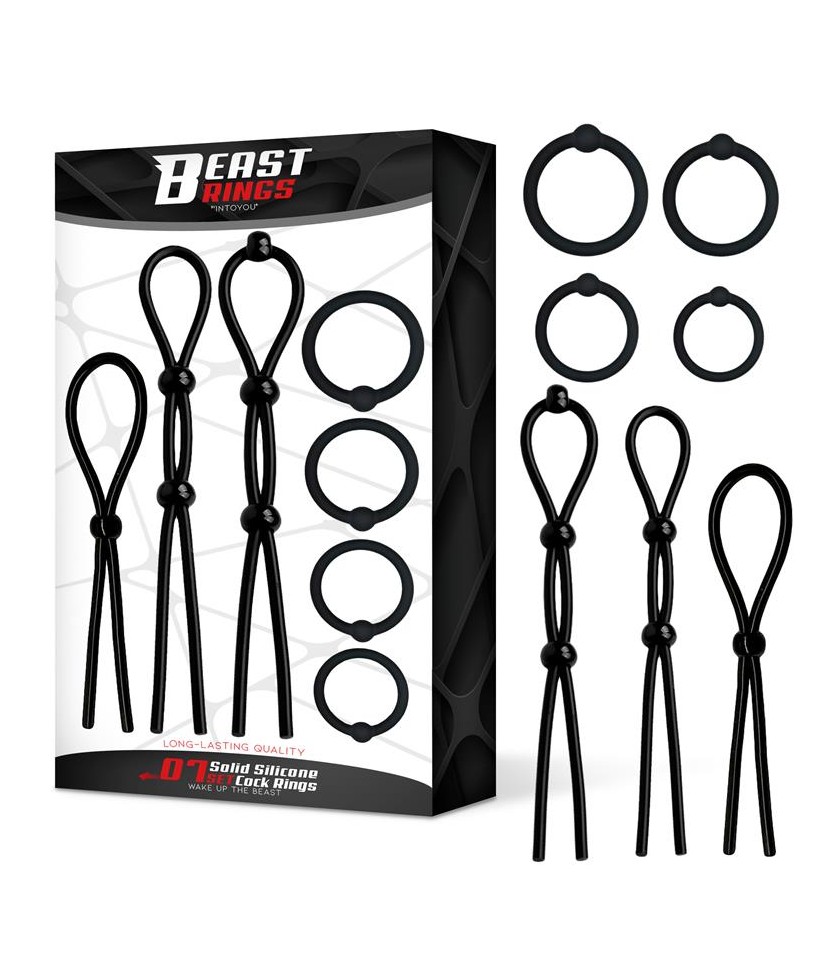 Set de 7 Anillos para el Pene Silicona Solida Set de 7 Anillos para el Pene Silicona Solida
