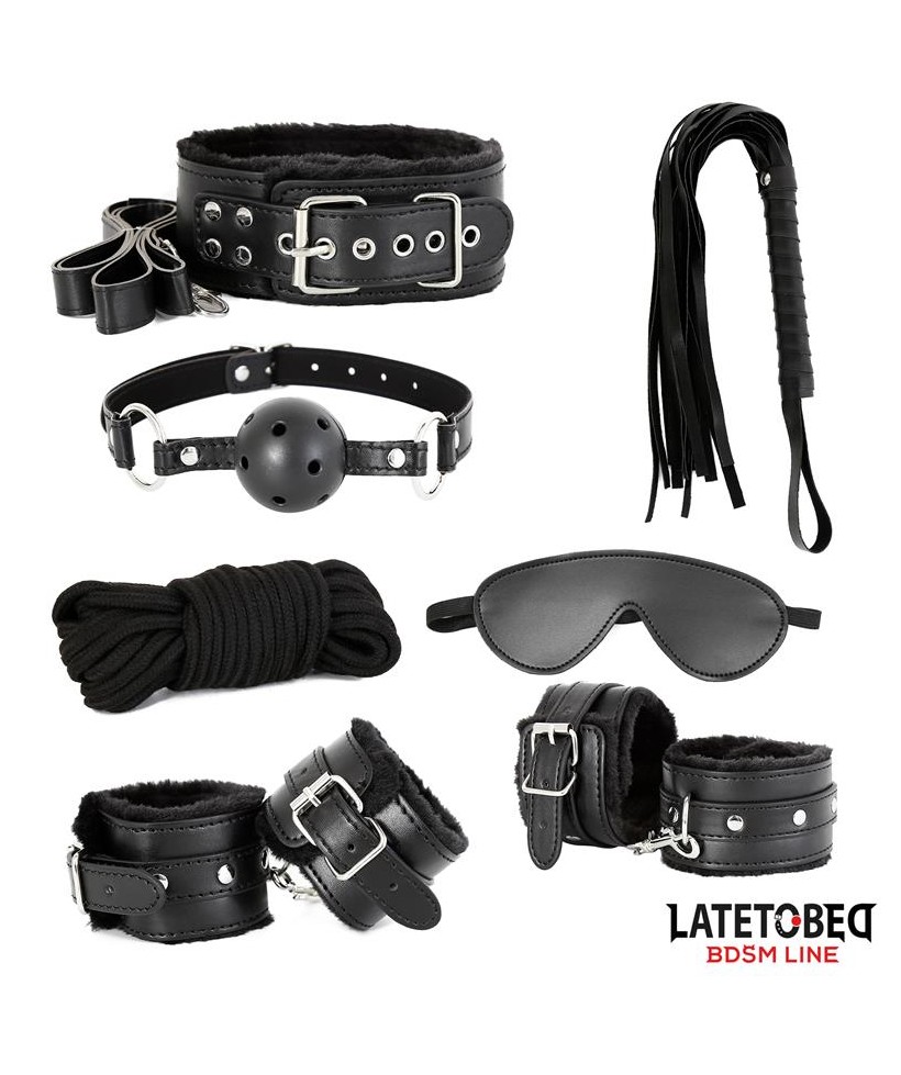 Set de 7 Piezas de Bondage Negro Set de 7 Piezas de Bondage Negro