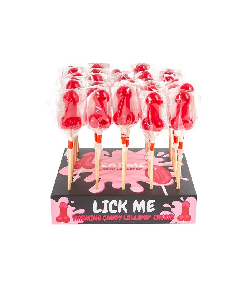 Display Piruleta Pene Cereza Efecto Calor Picante 40pcs