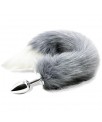 Plug Anal con Cola de Zorro Gris y Blanco