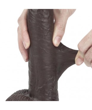 Dildo con Piel Retractil 9 Negro Dildo con Piel Retractil 9 Negro