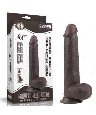 Dildo con Piel Retractil 9 Negro Dildo con Piel Retractil 9 Negro