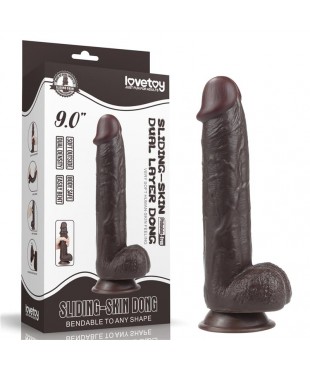 Dildo con Piel Retractil 9 Negro Dildo con Piel Retractil 9 Negro