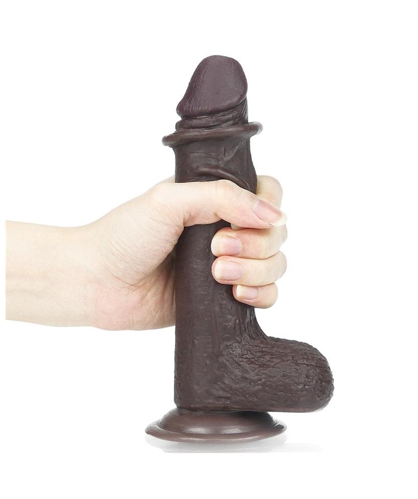 Dildo con Piel Retractil 7 Negro Dildo con Piel Retractil 7 Negro