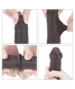 Dildo con Piel Retractil 7 Negro Dildo con Piel Retractil 7 Negro