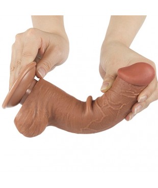 Dildo con Piel Retractil Skin 8 Bronceado