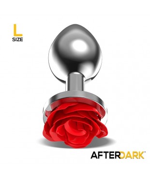 Plug Anal de Metal con Rosa Roja en la Base Talla L