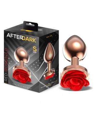 Rose Plug Anal Oro Rosa Rosa Roja en la Base Talla S