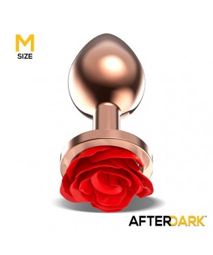Rose Plug Anal Oro Rosa con Rosa Roja en la Base Talla M