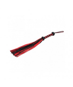 Flogger Trenzado Cuero Negro Rojo