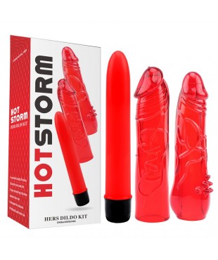 Kit Dildo y Vibrador Hers Dildo Kit Rojo