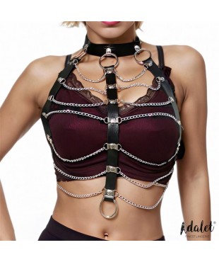 Hilda Arnés de Pecho con Cadenas Cuero Vegano Talla Única