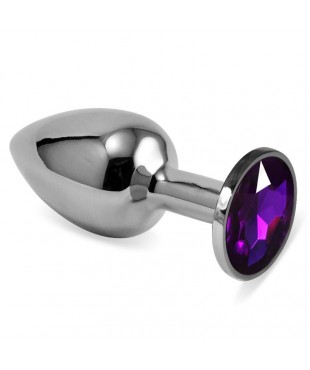 Plug Anal Plateado Rosebud Classic con Joya Púrpura Talla S
