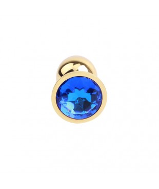 Plug Anal Dorado con Gema Azul