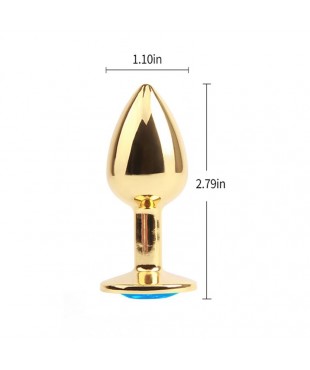 Plug Anal Dorado con Gema Azul