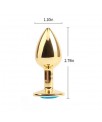 Plug Anal Dorado con Gema Azul