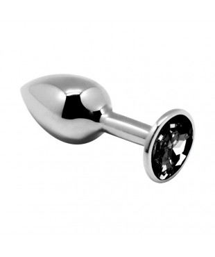Plug Anal de Metal con Joya Negro Talla L