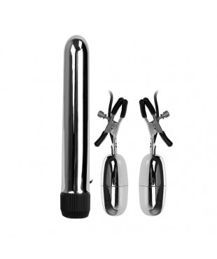Baile Set Bala Vibrador y Pinzas para Pezones con Vibración Turbo