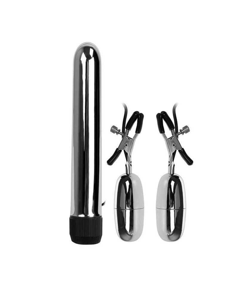 Baile Set Bala Vibrador y Pinzas para Pezones con Vibracion Turbo Baile Set Bala Vibrador y Pinzas para Pezones con Vibracion Turbo