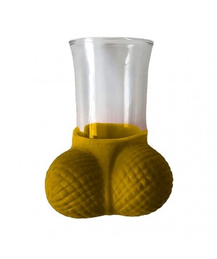Chupito de Cristal con Testiculos Dorado