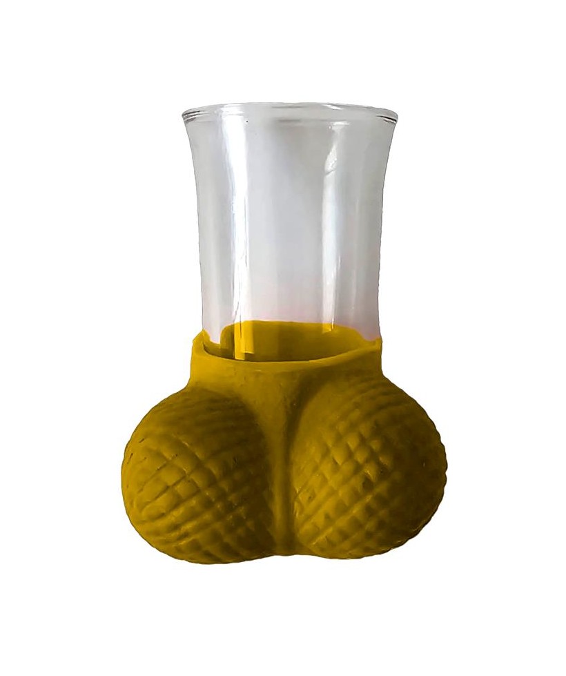 Chupito de Cristal con Testiculos Dorado