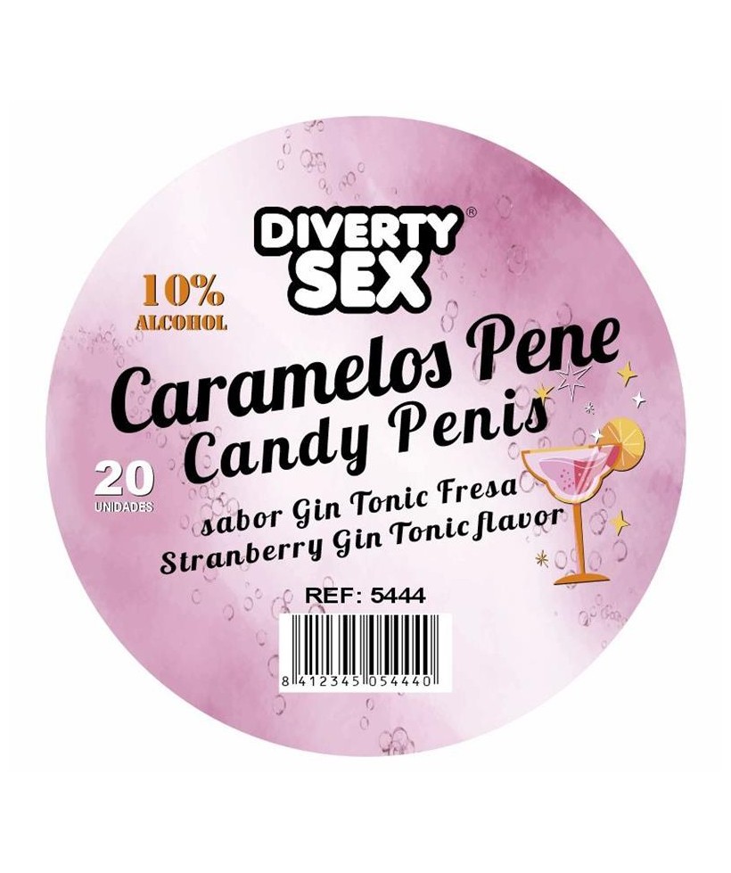 20 Caramelos Forma de Pene Sabor Gin Tonic