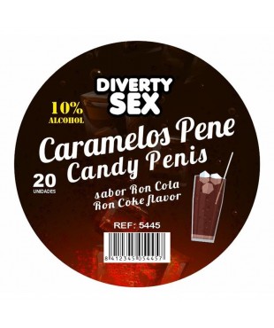 20 Caramelos Forma de Pene Sabor Ron Cola