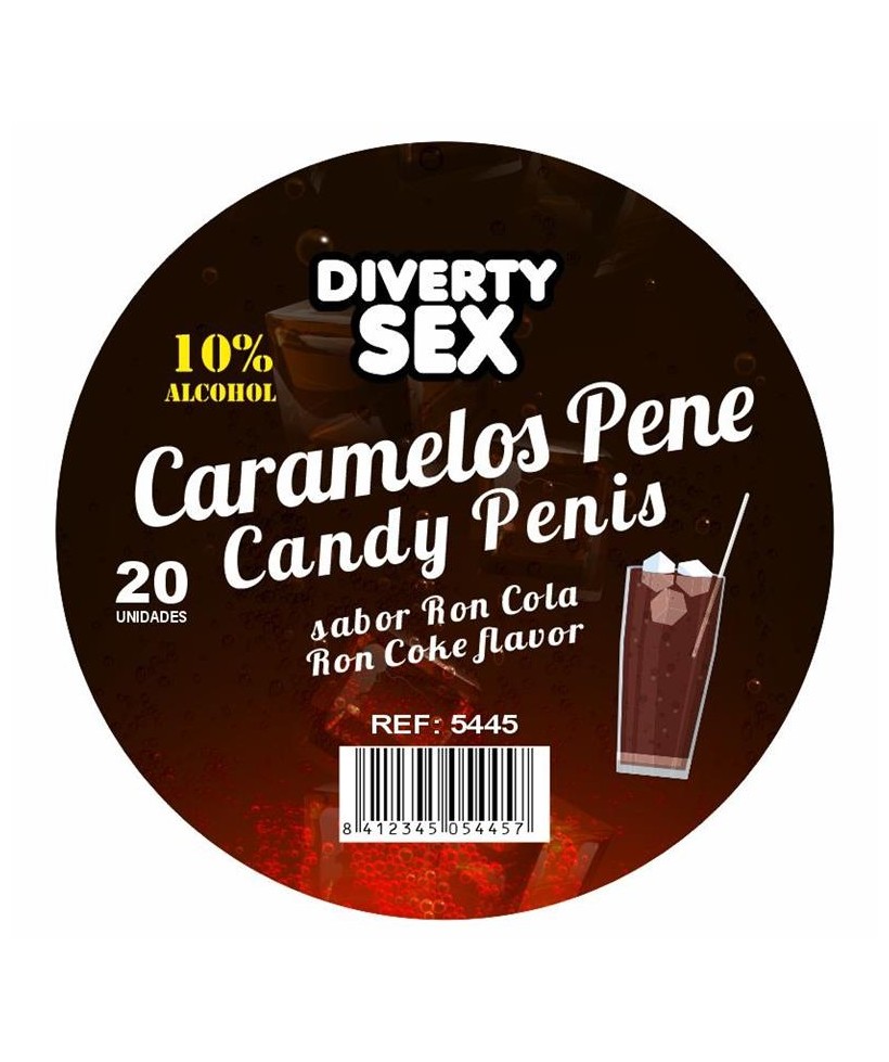 20 Caramelos Forma de Pene Sabor Ron Cola