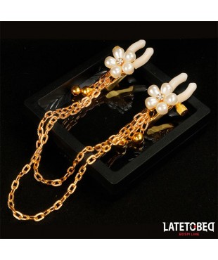 Pinzas para Pezones con Cadena y Flor de Perlas Pinzas para Pezones con Cadena y Flor de Perlas