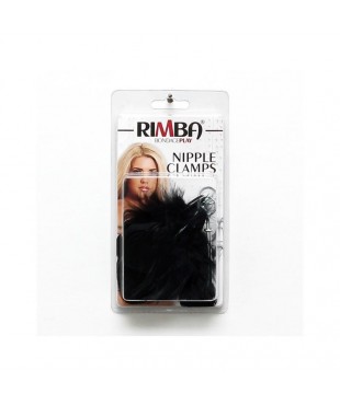 Pinzas para Pezones con Plumas Negras Ajustables