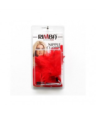 Pinzas para Pezones con Plumas Rojas Ajustables