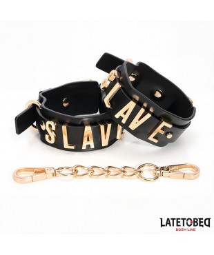 Esposas para Tobillos SLAVE con Cadena Dorada Esposas para Tobillos SLAVE con Cadena Dorada