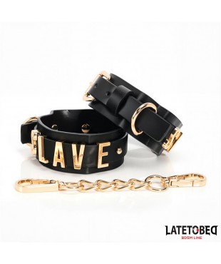 Esposas para Tobillos SLAVE con Cadena Dorada Esposas para Tobillos SLAVE con Cadena Dorada