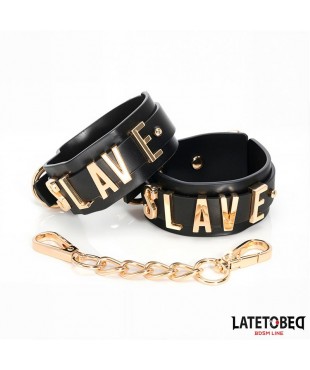 Esposas para Tobillos SLAVE con Cadena Dorada Esposas para Tobillos SLAVE con Cadena Dorada