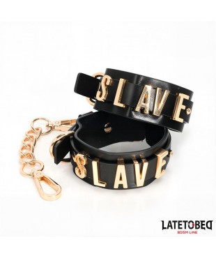 Esposas para Tobillos SLAVE con Cadena Dorada Esposas para Tobillos SLAVE con Cadena Dorada