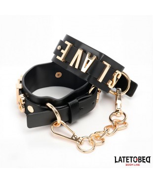 Esposas para Tobillos SLAVE con Cadena Dorada Esposas para Tobillos SLAVE con Cadena Dorada