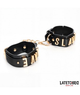 Esposas para Tobillos SLAVE con Cadena Dorada Esposas para Tobillos SLAVE con Cadena Dorada