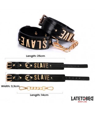 Esposas para Tobillos SLAVE con Cadena Dorada Esposas para Tobillos SLAVE con Cadena Dorada