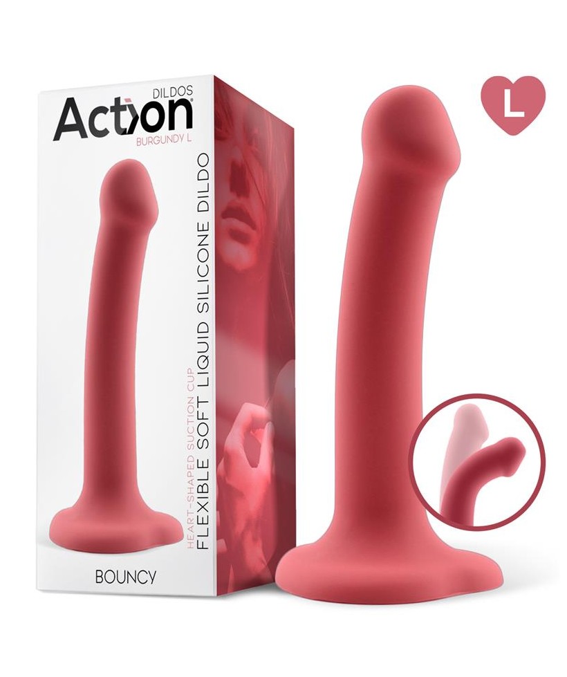 Bouncy Dildo Silicona Liquida Hiper Flexible 75 19 cm Talla L Burgundy