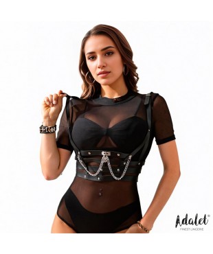 Thalia Arnés de Pecho con Cadena Cuero Vegano Talla Única
