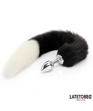 Plug Anal con Cola Blanco y Negro 40 cm