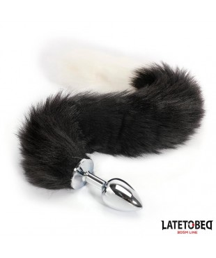 Plug Anal con Cola Blanco y Negro 40 cm