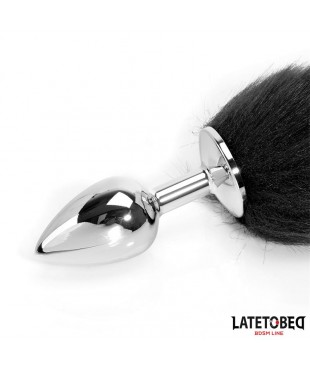 Plug Anal con Cola Blanco y Negro 40 cm