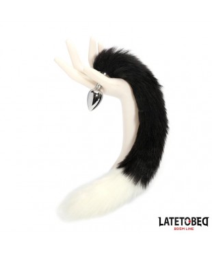 Plug Anal con Cola Blanco y Negro 40 cm