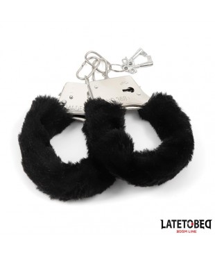 Esposas de Metal Furry con Pelo Negro