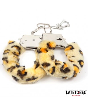 Esposas de Metal Furry con Pelo Animal Print Leopardo