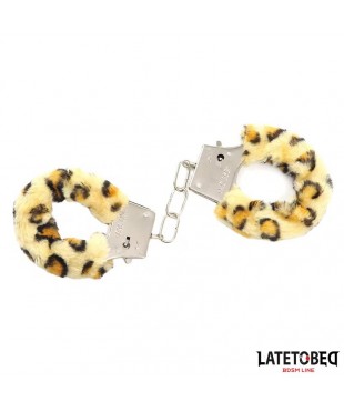 Esposas de Metal Furry con Pelo Animal Print Leopardo