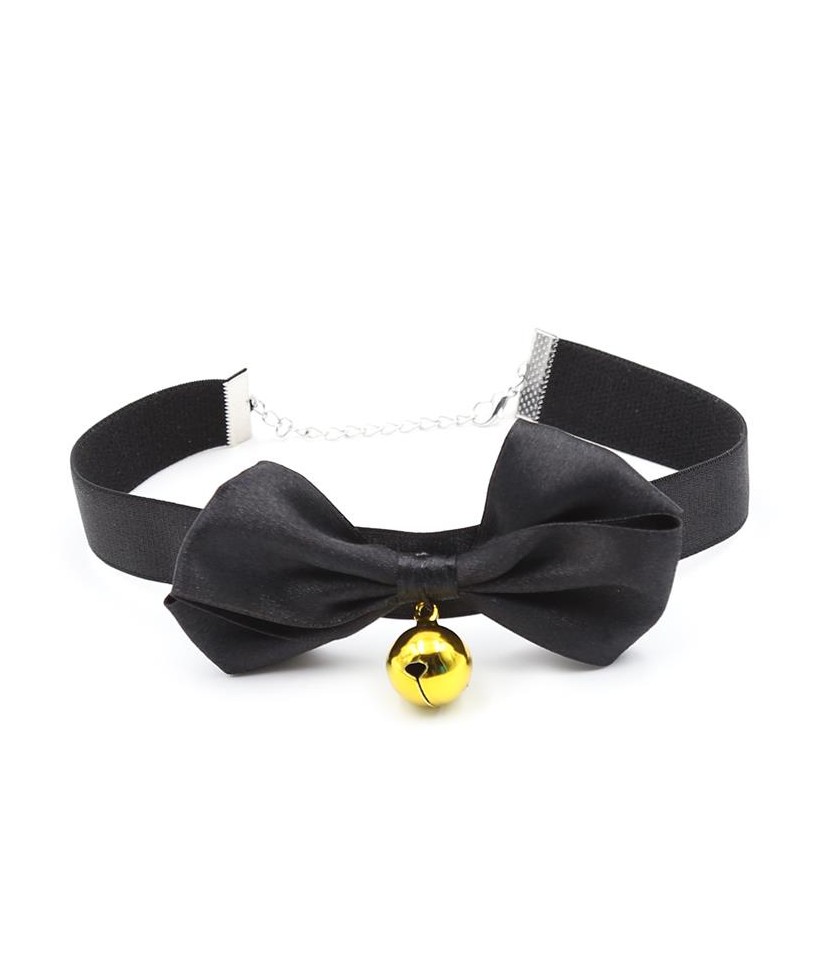 Collar con Lazo y Cascabel 29 cm Negro M